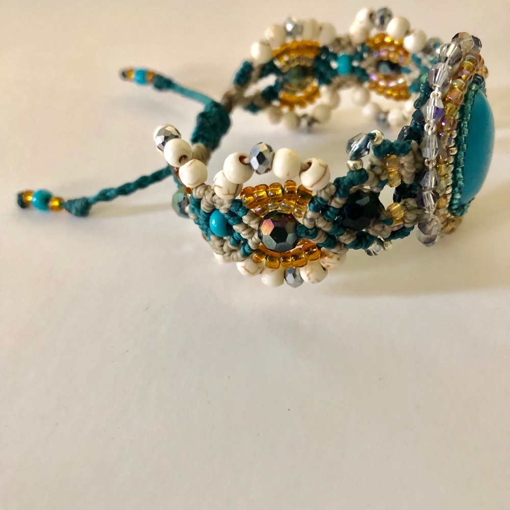 Beaded Macrame Adjustable Bracelet - image 5